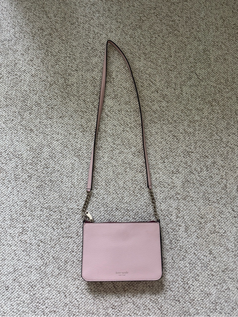 kate spade Pink Pebbled Leather Crossbody with Gold Chain